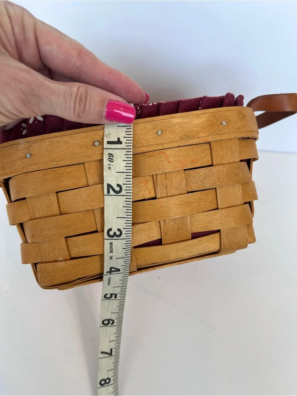 Vintage Longaberger Basket Small Market Basket Red Liner Farmhouse 1998